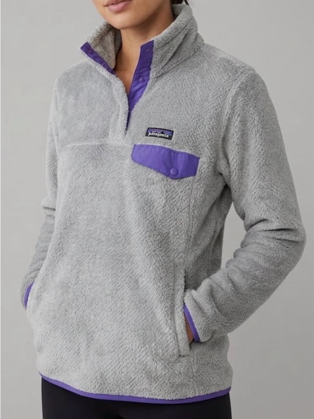 Patagonia Gray Re-Tool Snap-T Fleece Pullover Medium Concord Purple Gorpcore